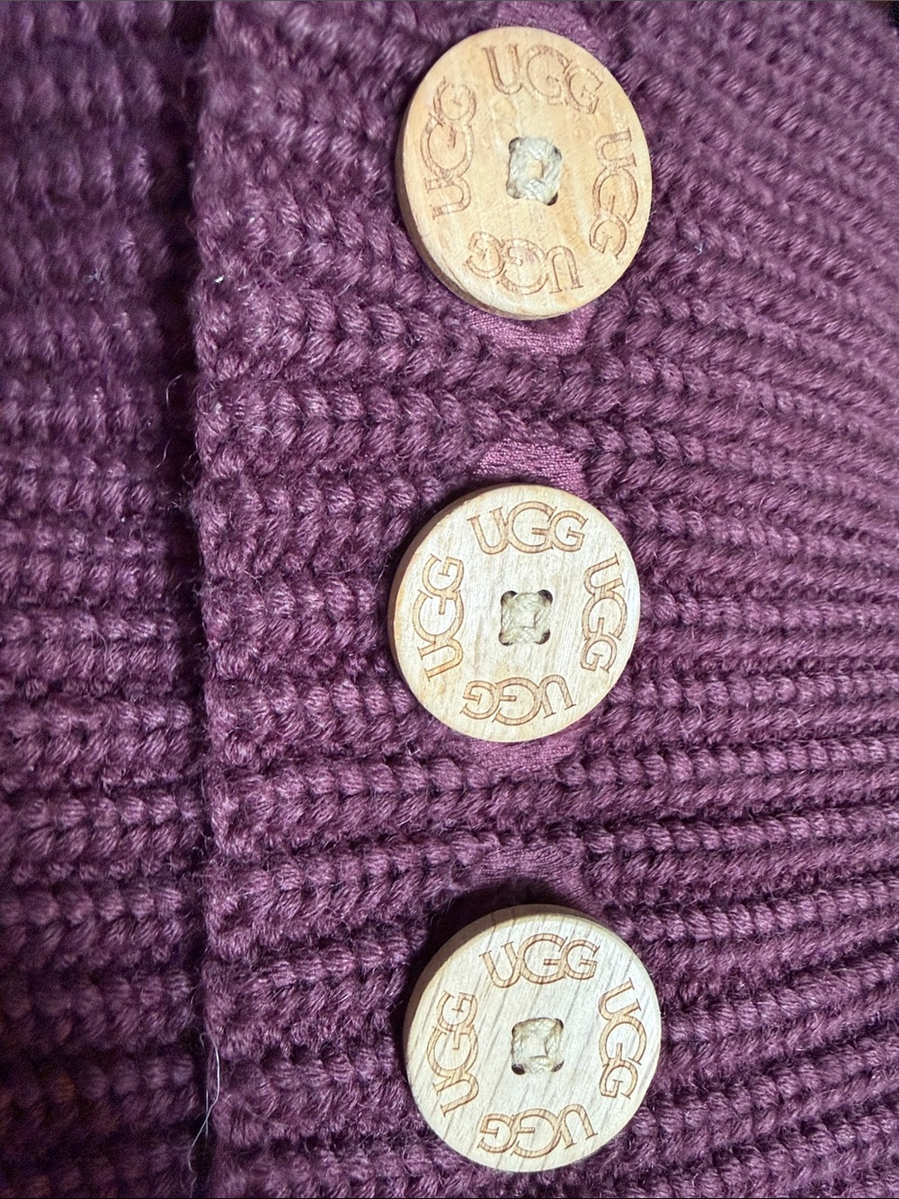 UGG 5819 Legacy Cardy Knit Tall Roll Down - Burgundy - w/Button Details. Size 8 - Picture 8 of 8